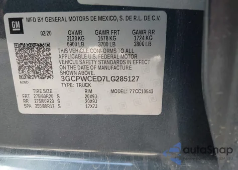 2020 Chevrolet Silverado C1500 Lt from USA, damaged, VIN 3GCPWCED7LG285127